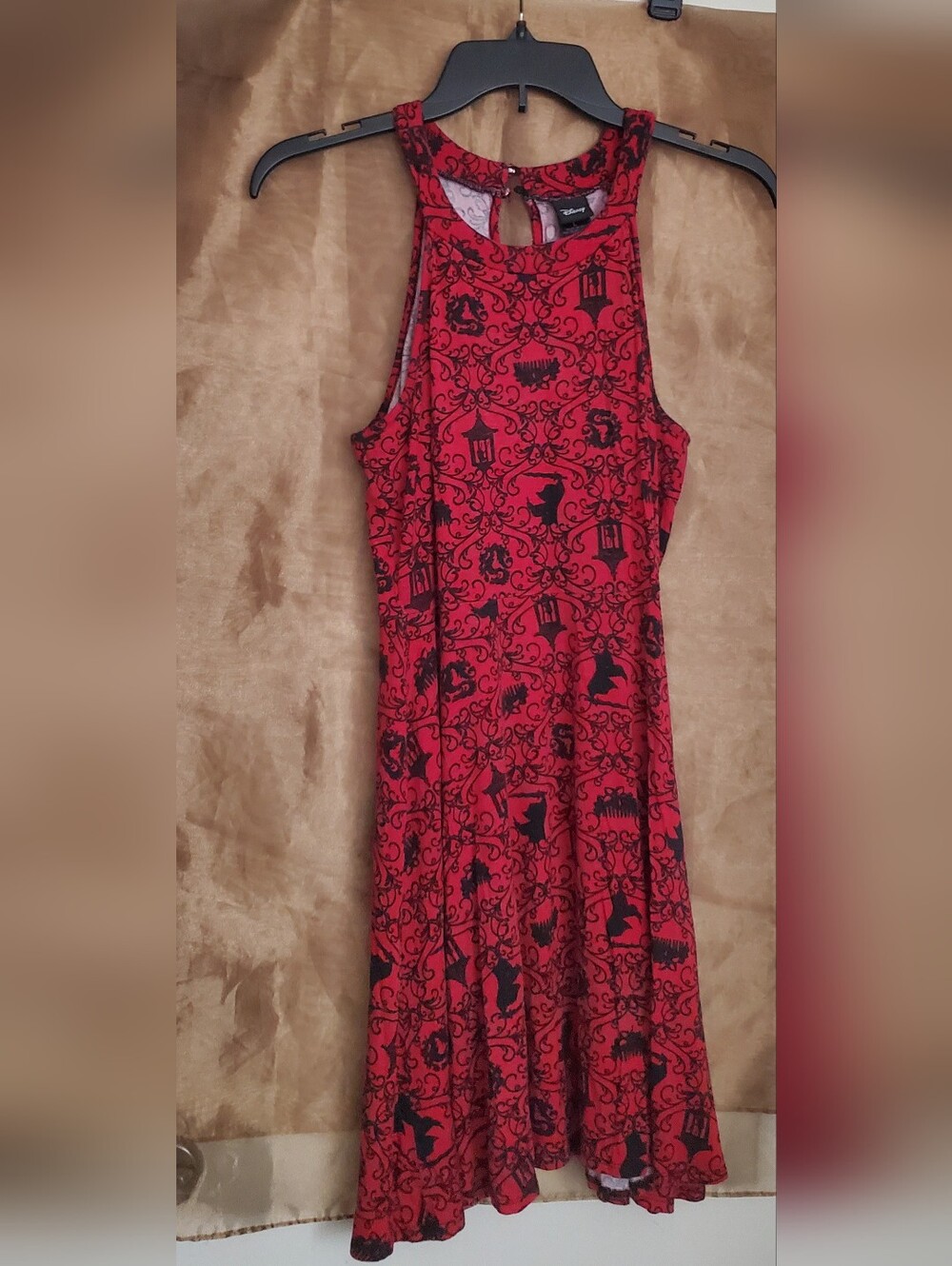 Disney Red and Black Halter Mulan Icon Sleeveless Fit-and-Flare Dress